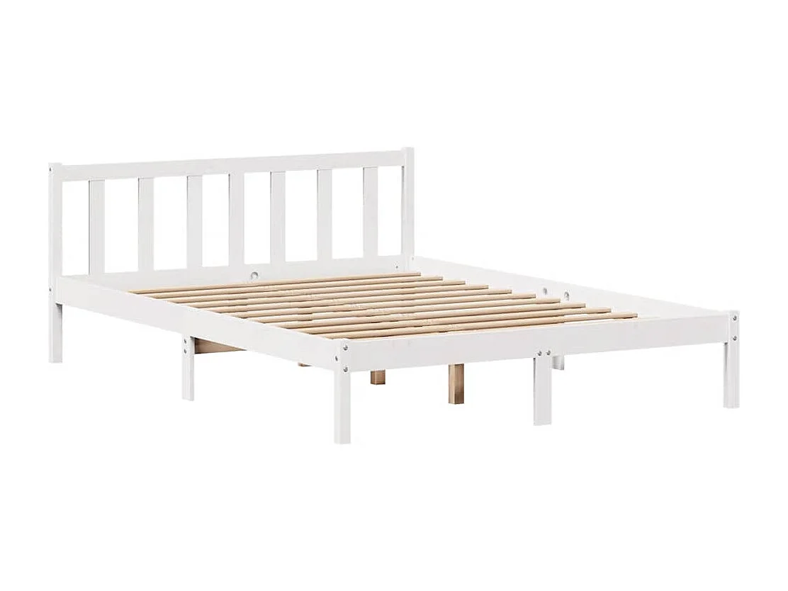 Lit double | Lit adulte | Cadre de lit blanc 135x190 cm bois de pin massif