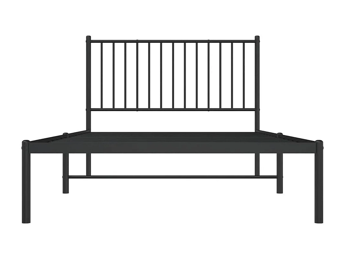 Lit simple | Lit adulte, enfant | Cadre de lit métal avec tête de lit noir 107x203cm