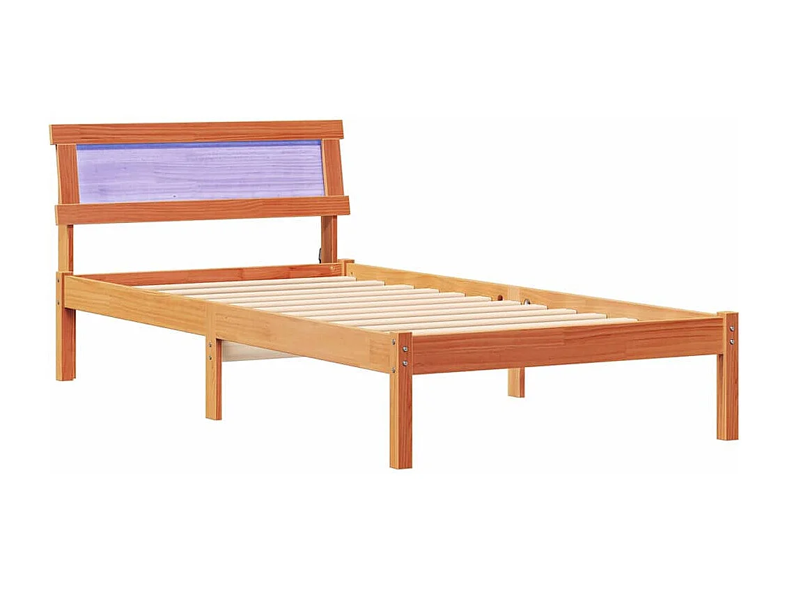 Lit simple | Lit adulte, enfant | Cadre de lit Marron cire 90x190 cm Bois massif en pin