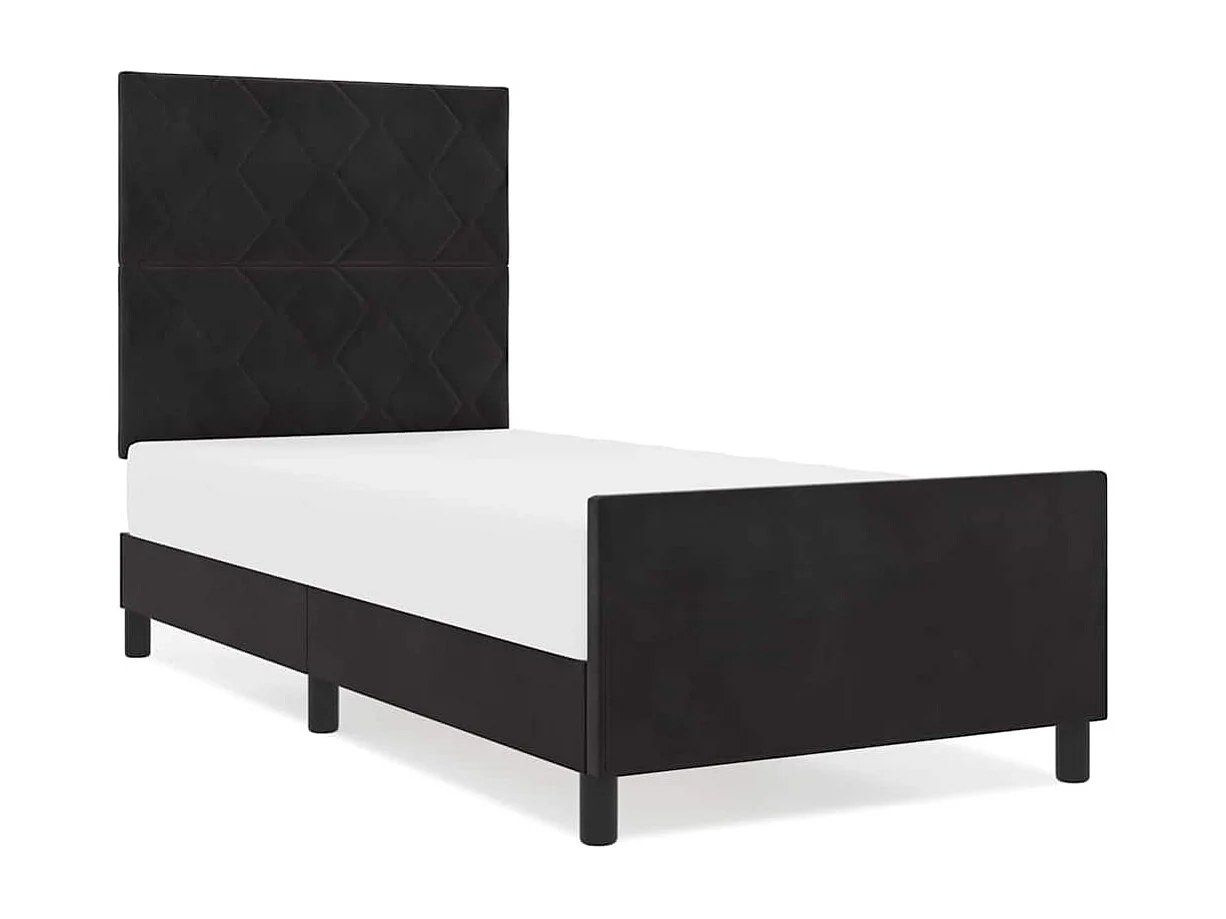 Lit simple | Lit adulte, enfant | Cadre de lit avec tête de lit Noir 100x200 cm Velours