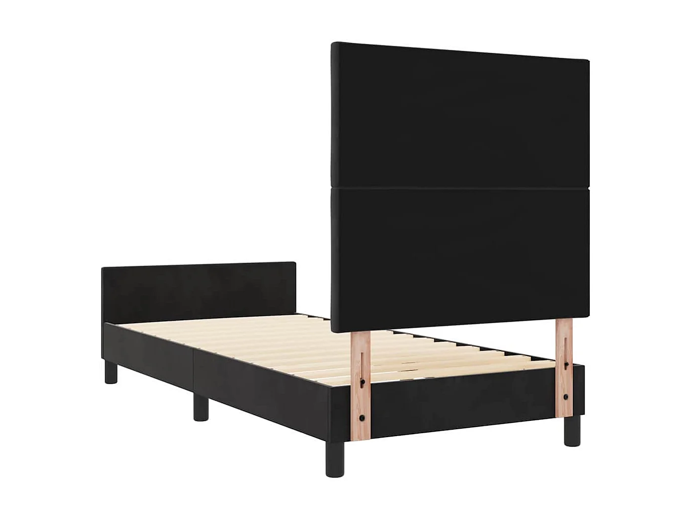 Lit simple | Lit adulte, enfant | Cadre de lit avec tête de lit Noir 100x200 cm Velours