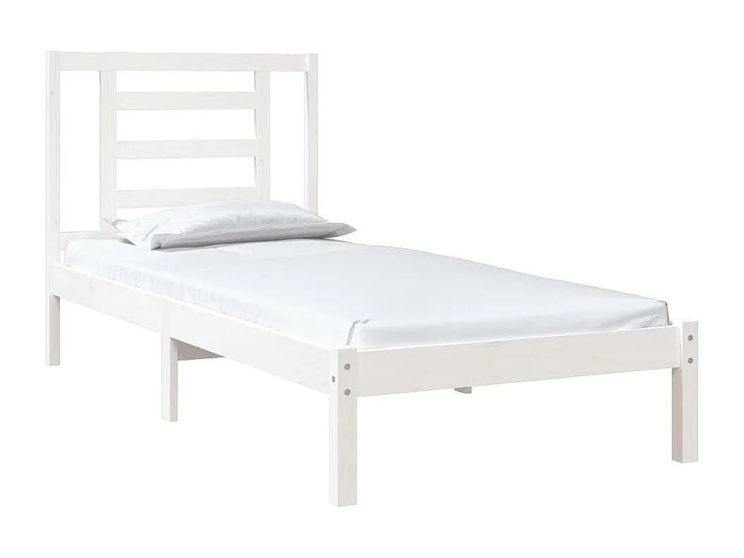 Lit simple | Lit adulte, enfant | Cadre de lit blanc 75x190 cm bois massif