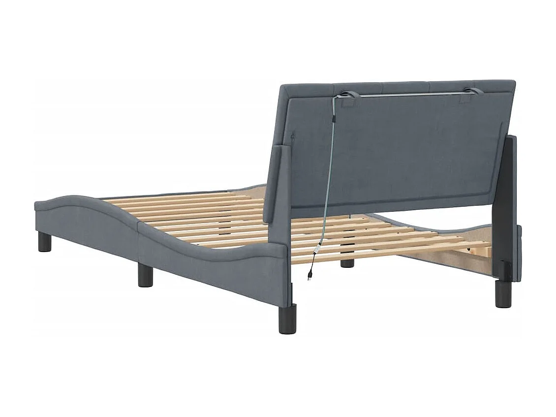 Lit simple | Lit adulte, enfant | Cadre de lit avec LED gris foncé 100x200cm velours