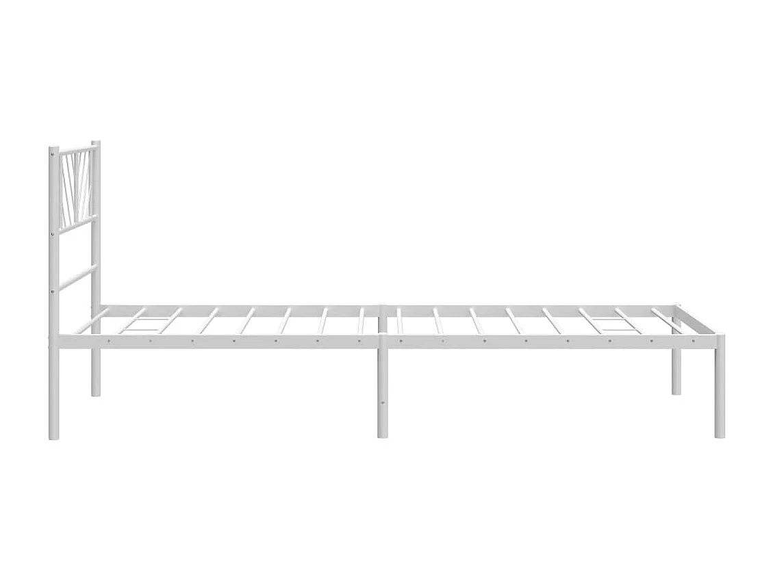 Lit simple | Lit adulte, enfant | Cadre de lit métal avec tête de lit blanc 90x200cm