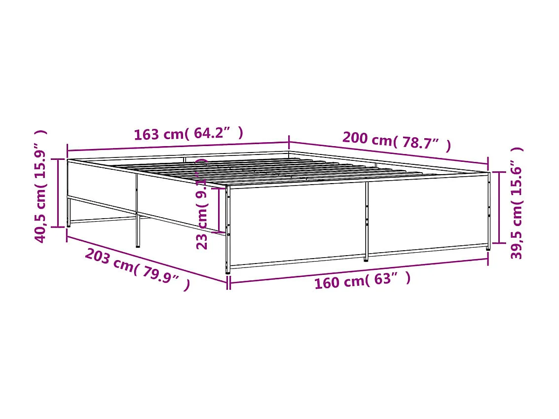 Lit double | Lit adulte | Cadre de lit sonoma gris 160x200 cm