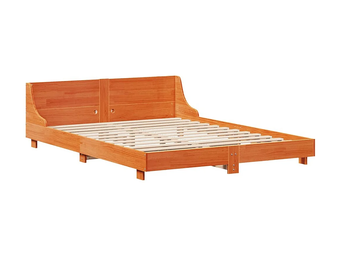 Letto per adulti | Letto matrimoniale | Giroletto senza Materasso Marrone Cera 150x200 cm Legno di Pino
