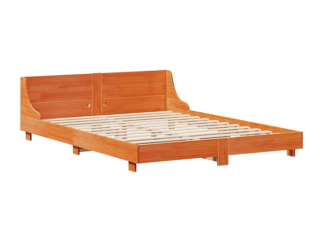 Letto per adulti | Letto matrimoniale | Giroletto senza Materasso Marrone Cera 150x200 cm Legno di Pino