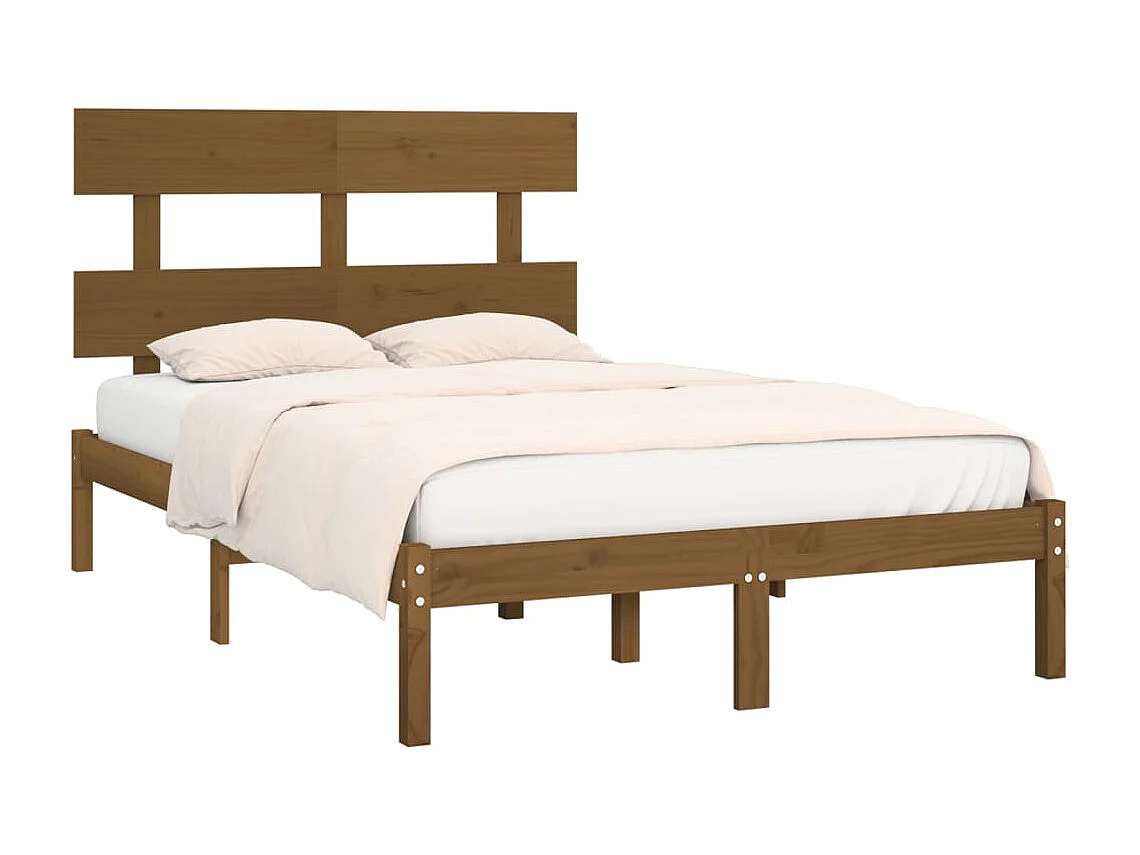 Lit double | Lit adulte | Cadre de lit marron miel 200x200 cm bois massif