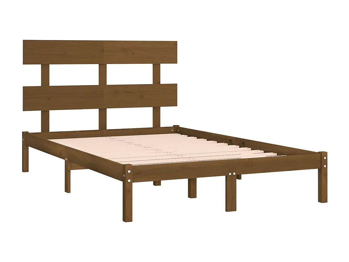 Lit double | Lit adulte | Cadre de lit marron miel 200x200 cm bois massif