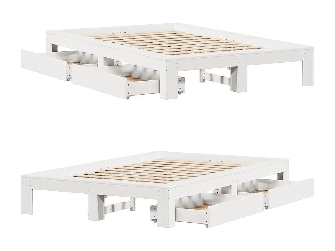 Letto per adulti | Letto matrimoniale | Giroletto senza Materasso Bianco 135x190 cm Legno Massello Pino