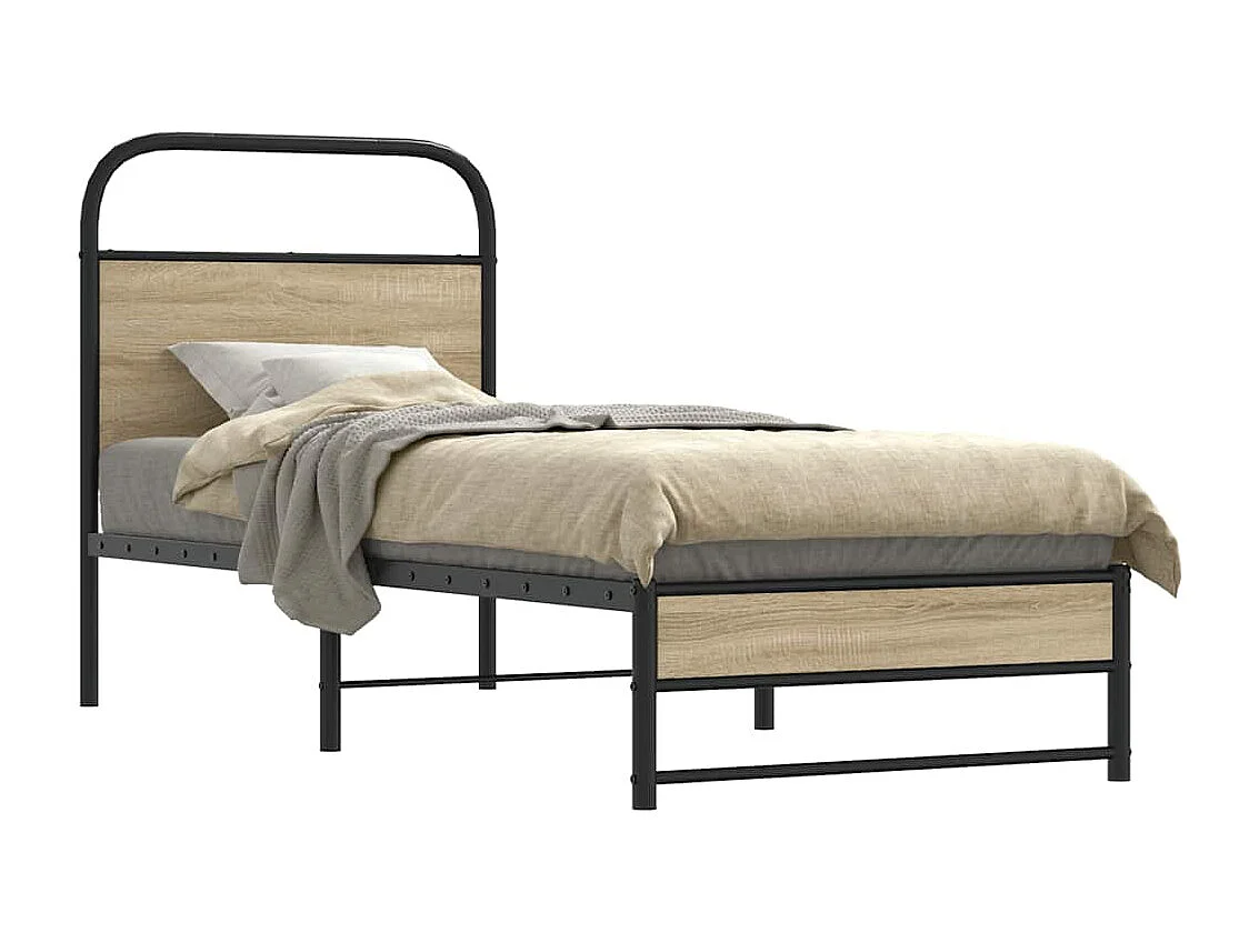 Letto per adulti | Letto singolo | Giroletto senza Materasso Rovere Fumo 75x190 cm in Truciolato