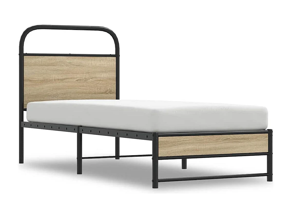 Letto per adulti | Letto singolo | Giroletto senza Materasso Rovere Fumo 75x190 cm in Truciolato