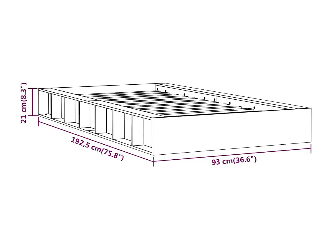 Lit simple | Lit adulte, enfant | Cadre de lit noir 75x190 cm bois massif