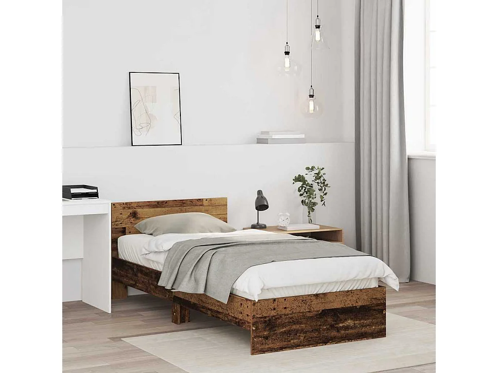 Lit simple | Lit adulte, enfant | Cadre de lit Bois ancien 90x190 cm Bois d'ingénierie