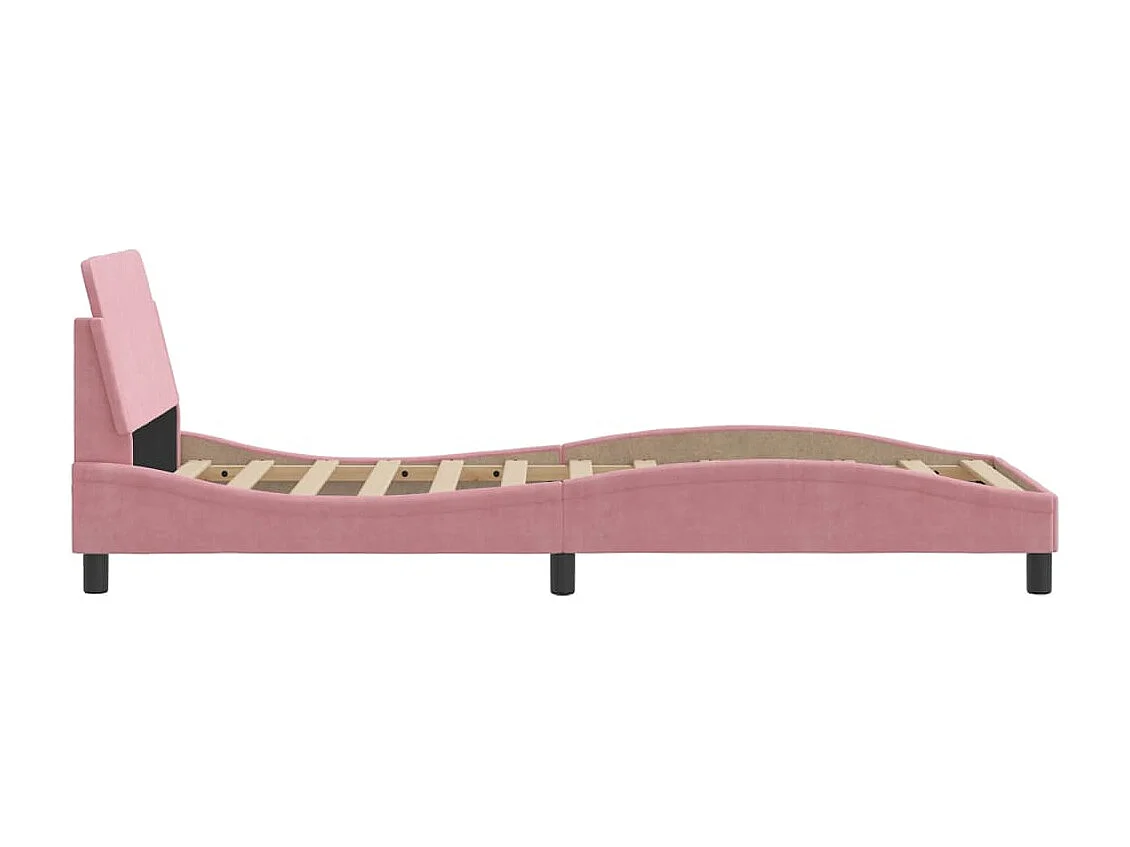 Lit simple | Lit adulte, enfant | Cadre de lit et tête de lit rose 90x190 cm velours