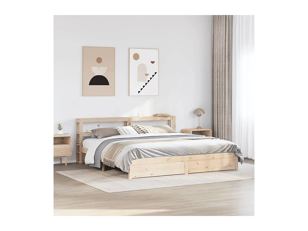 Letto per adulti | Letto matrimoniale | Giroletto con Testiera 180x200 cm Massello Pino