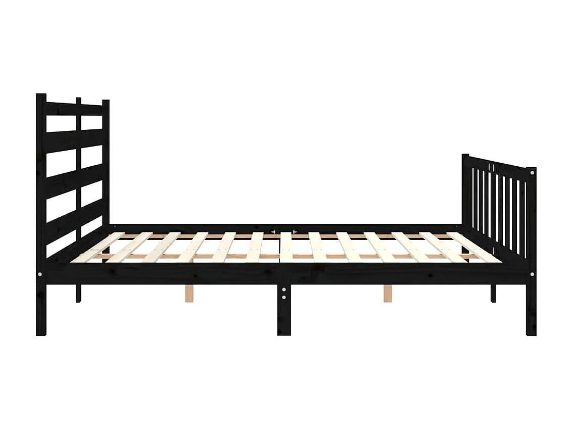 Lit double | Lit adulte | Cadre de lit noir 200x200 cm bois massif de pin