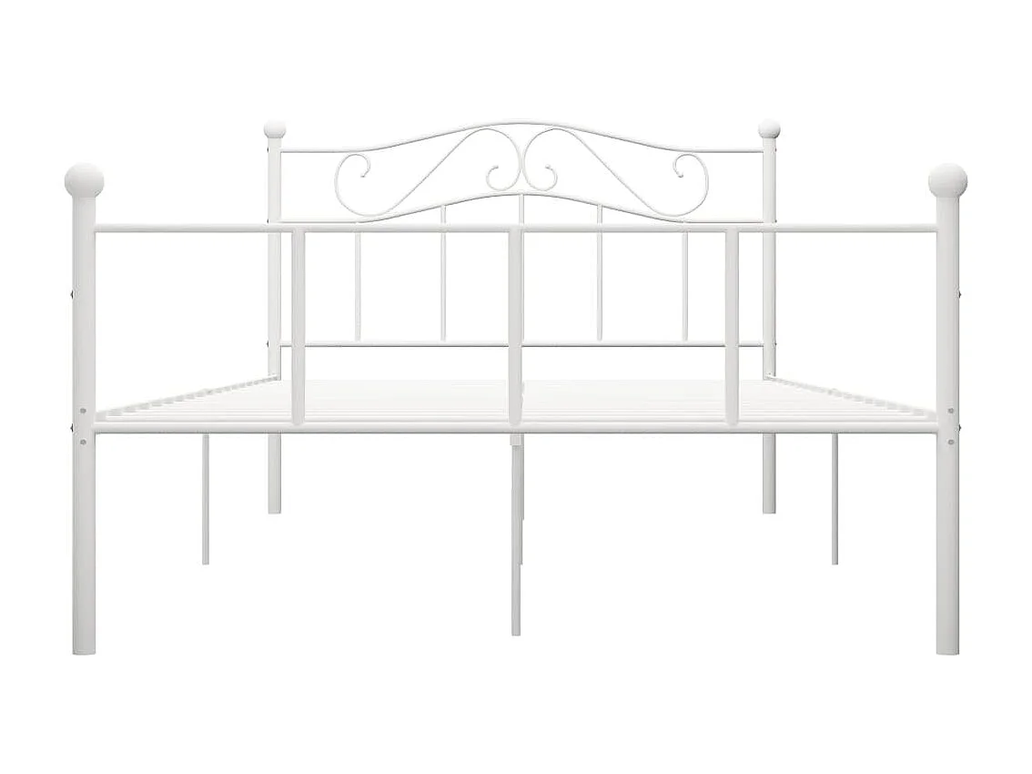 Lit double | Lit adulte | Cadre de lit et tête de lit blanc métal 160x200 cm