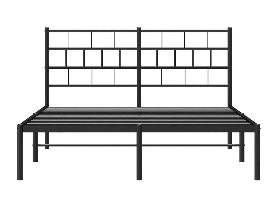 Lit simple | Lit adulte, enfant | Cadre de lit métal avec tête de lit noir 120x200cm
