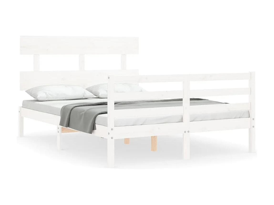 Lit simple | Lit adulte, enfant | Cadre de lit blanc 120x200 cm bois massif