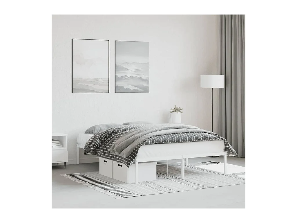 Lit double | Lit adulte | Cadre de lit métal blanc 140x200 cm