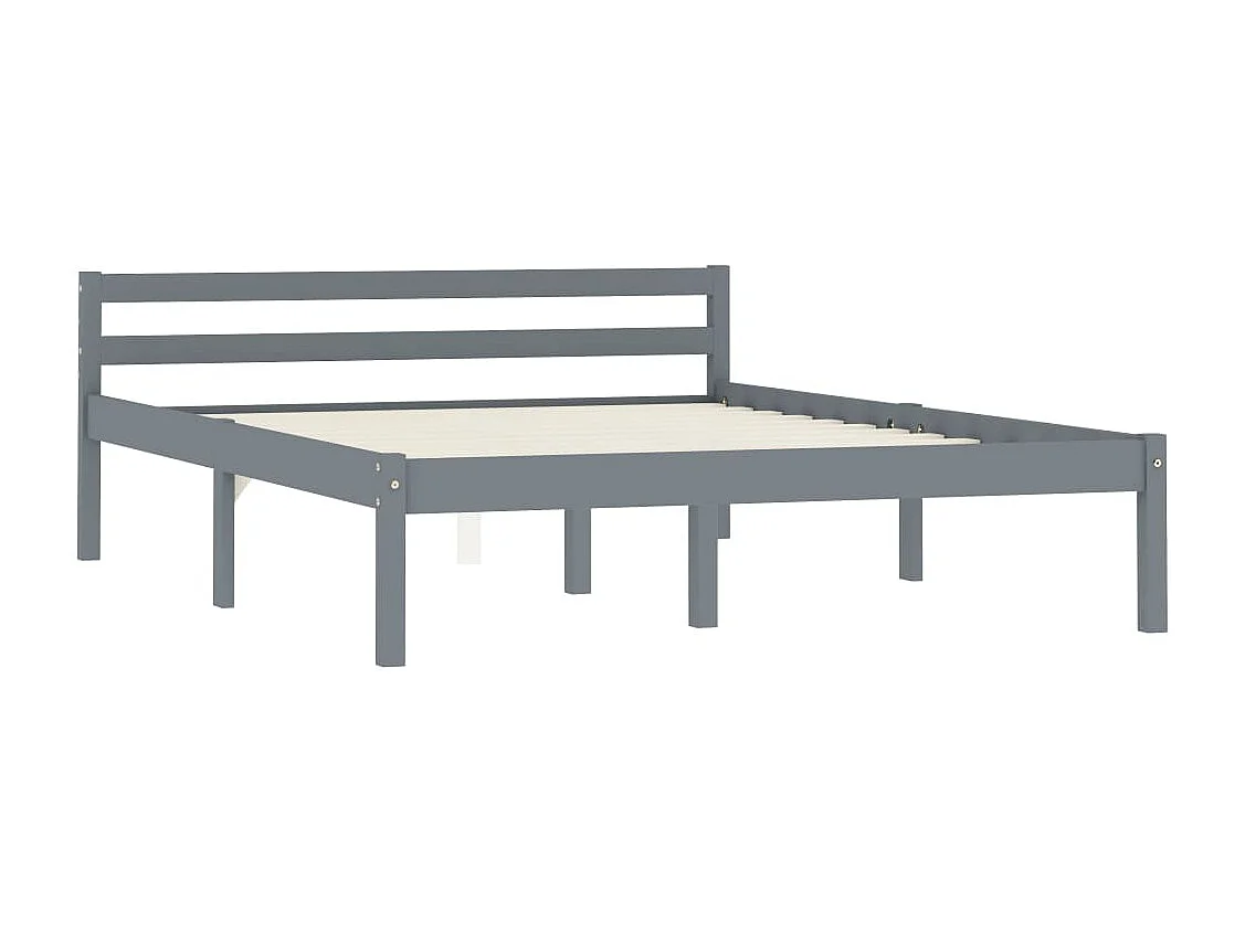 Lit double | Lit adulte | Cadre de lit gris bois massif de pin 140x200 cm
