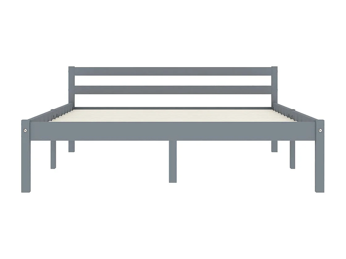 Lit double | Lit adulte | Cadre de lit gris bois massif de pin 140x200 cm
