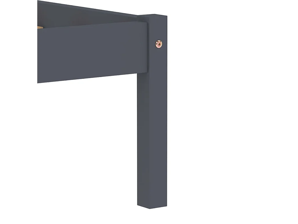 Lit double | Lit adulte | Cadre de lit gris bois massif de pin 140x200 cm