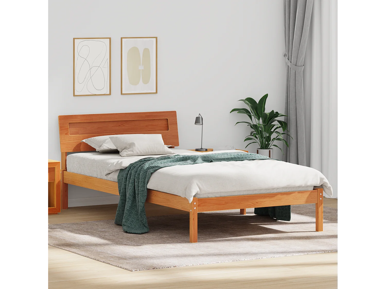 Lit simple | Lit adulte, enfant | Cadre de lit Marron cire 80x200 cm Bois massif en pin