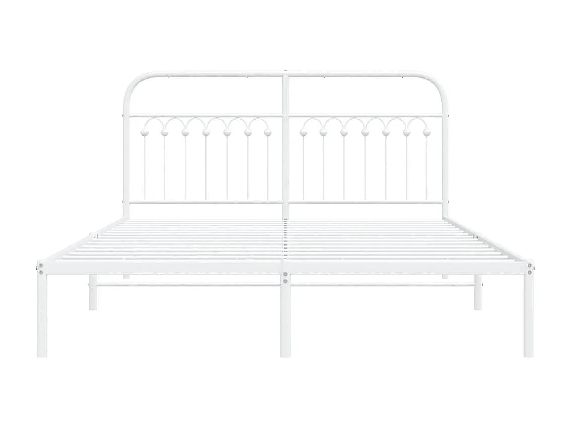 Lit double | Lit adulte | Cadre de lit métal et tête de lit blanc 150x200 cm