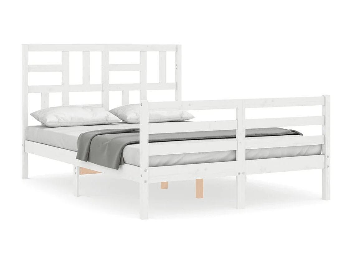 Lit simple | Lit adulte, enfant | Cadre de lit blanc bois massif 120x190 cm