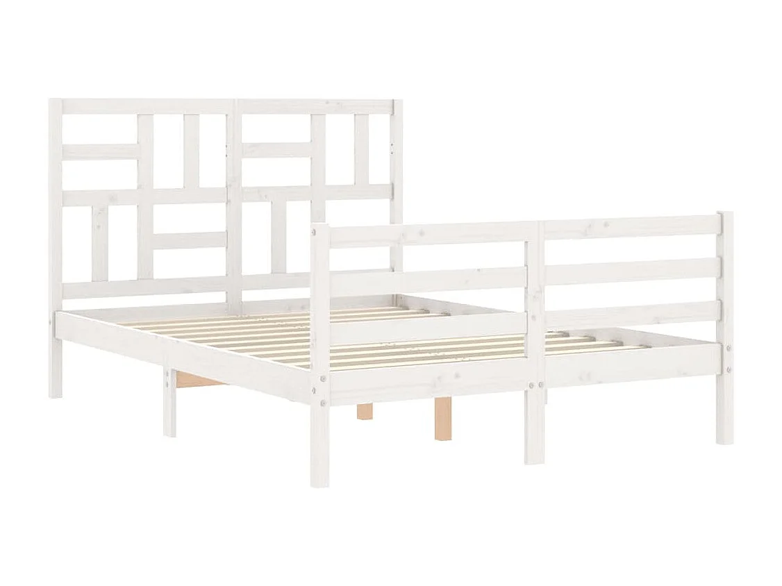 Lit simple | Lit adulte, enfant | Cadre de lit blanc bois massif 120x190 cm