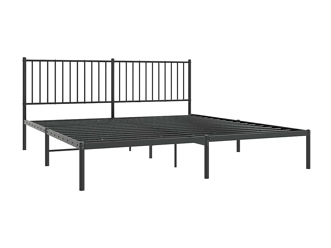 Lit double | Lit adulte | Cadre de lit métal avec tête de lit noir 183x213cm