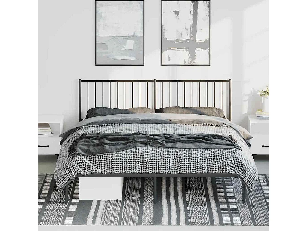 Lit double | Lit adulte | Cadre de lit métal avec tête de lit noir 183x213cm