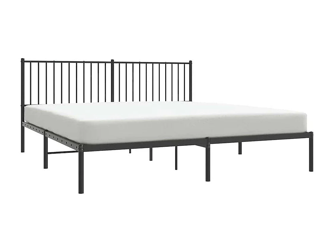 Lit double | Lit adulte | Cadre de lit métal avec tête de lit noir 183x213cm