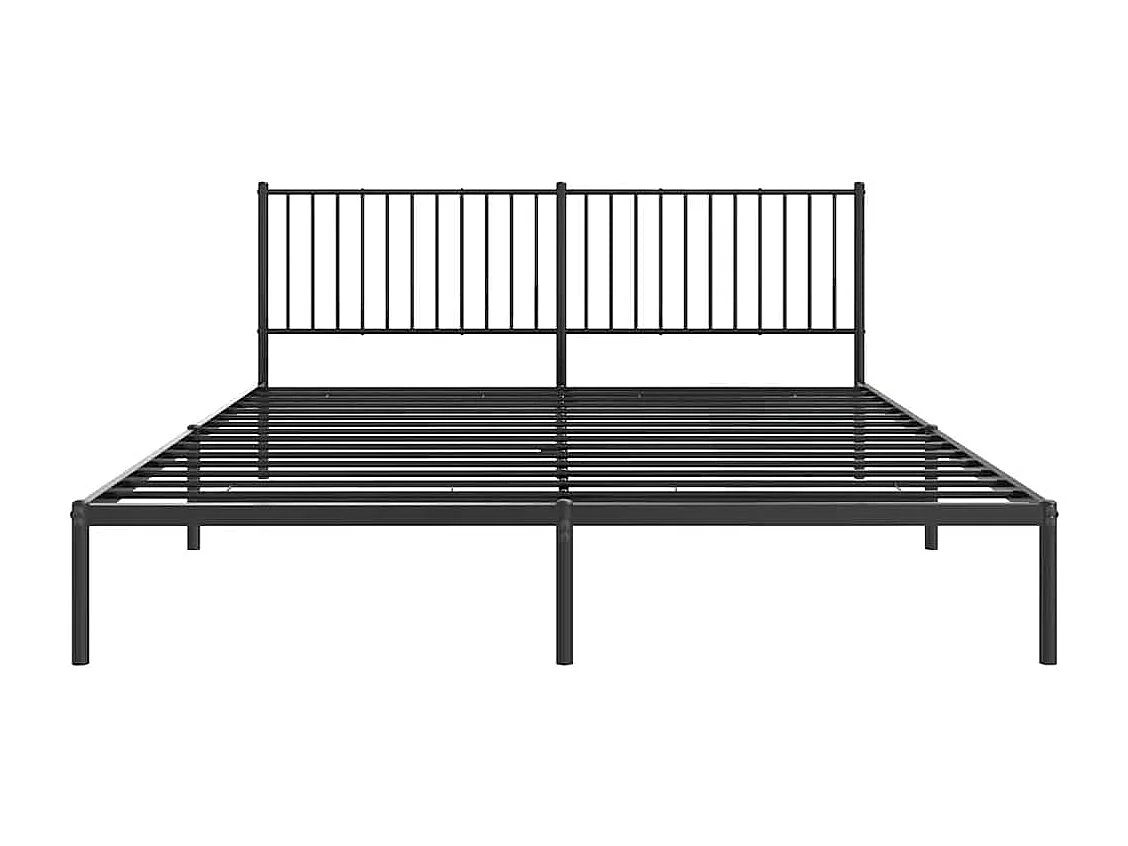 Lit double | Lit adulte | Cadre de lit métal avec tête de lit noir 183x213cm