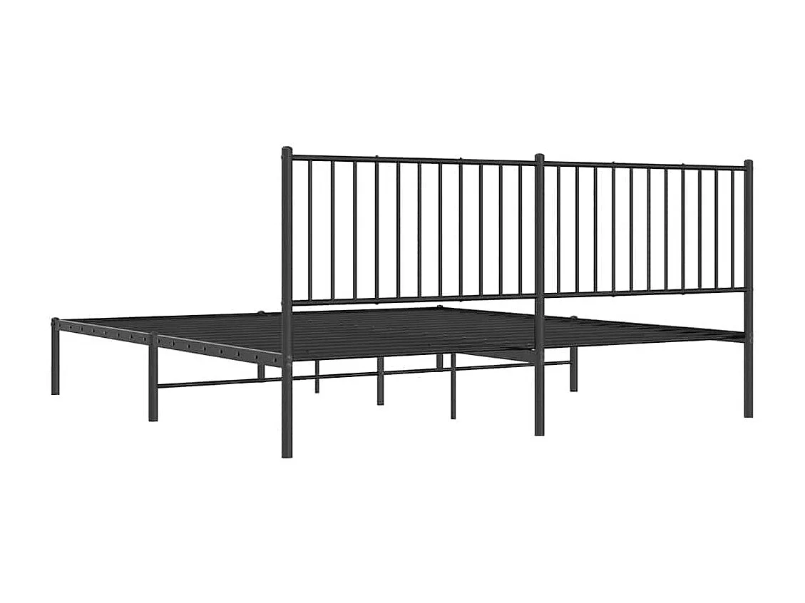 Lit double | Lit adulte | Cadre de lit métal avec tête de lit noir 183x213cm
