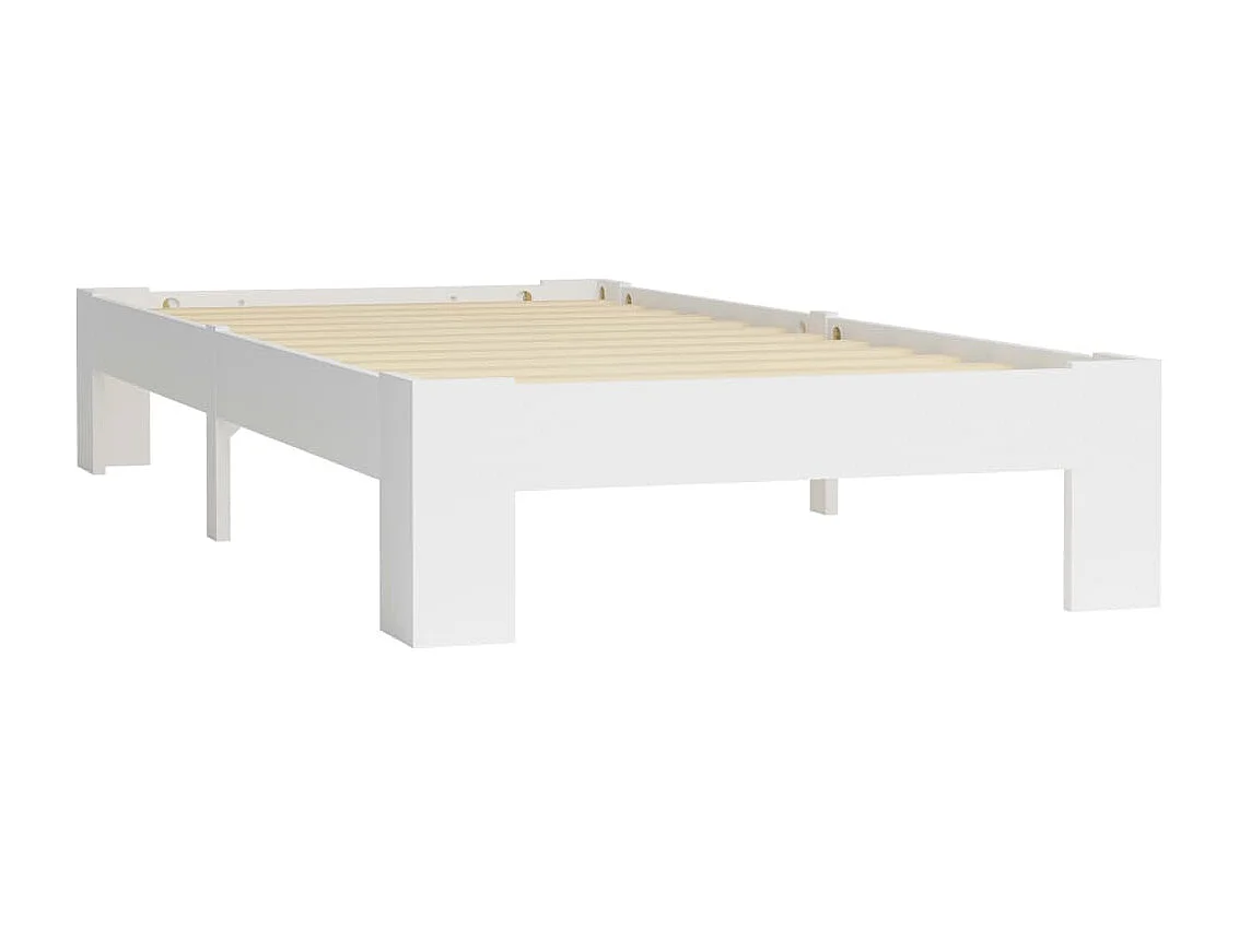 Lit simple | Lit adulte, enfant | Cadre de lit blanc bois de pin massif 90x200 cm