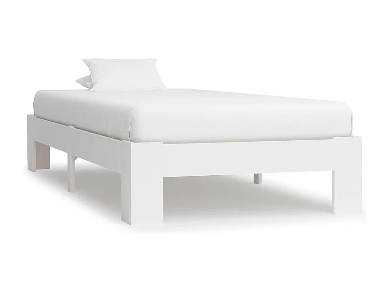Lit simple | Lit adulte, enfant | Cadre de lit blanc bois de pin massif 90x200 cm