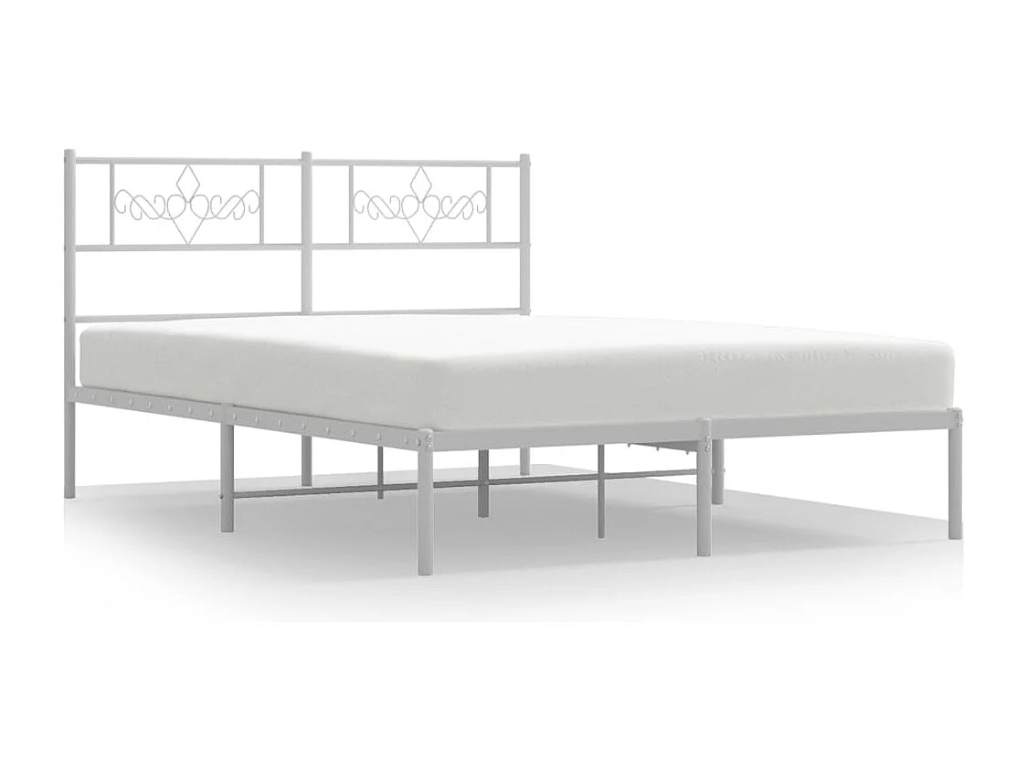 Lit simple | Lit adulte, enfant | Cadre de lit métal et tête de lit blanc 120x200 cm