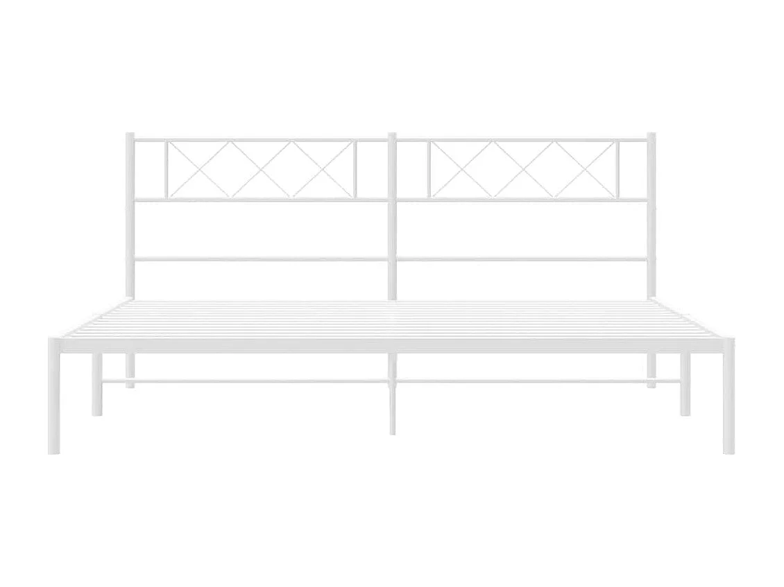 Lit double | Lit adulte | Cadre de lit métal et tête de lit blanc 183x213 cm