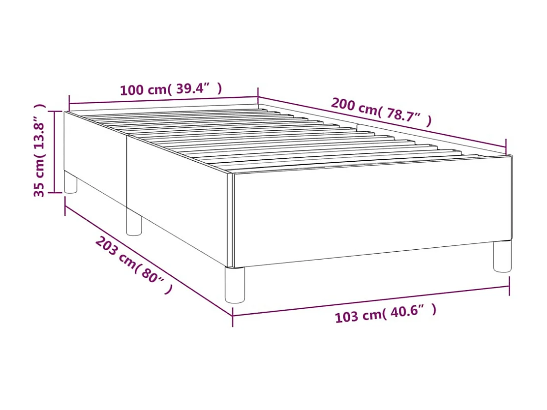 Lit simple | Lit adulte, enfant | Cadre de lit taupe 100x200 cm tissu