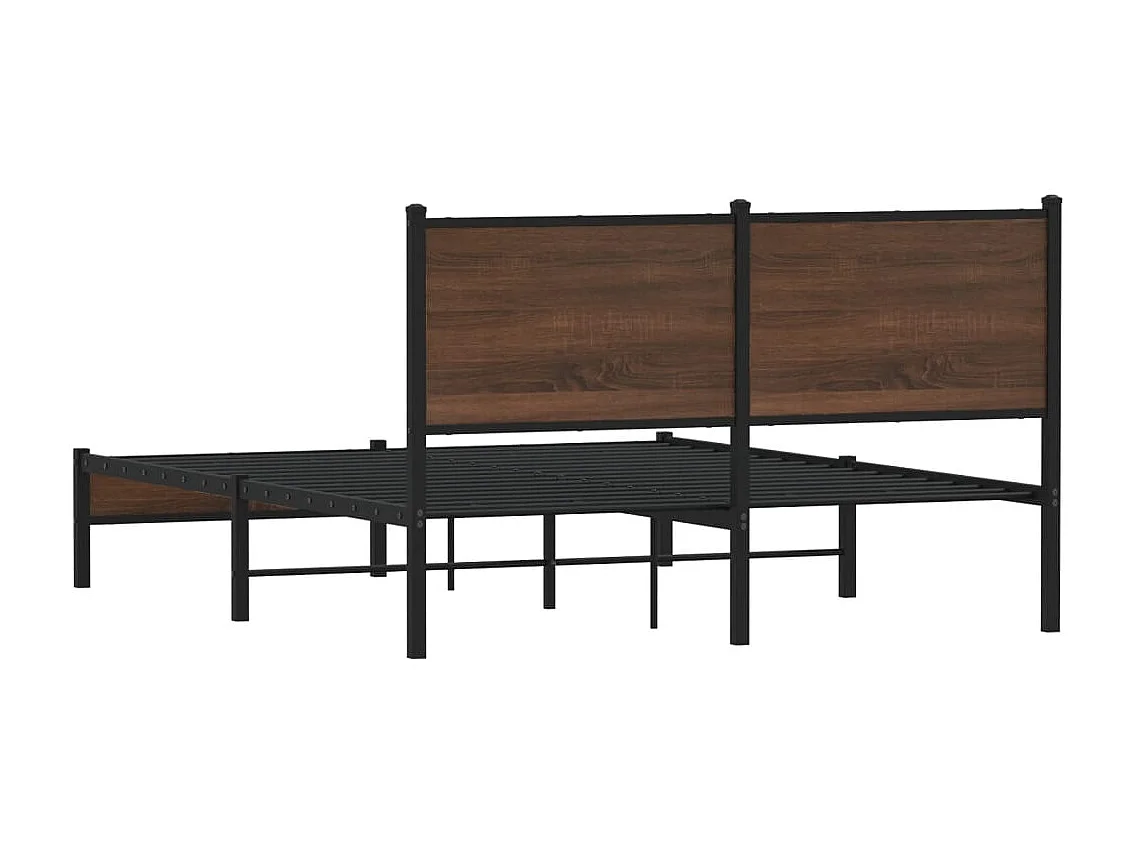 Lit double | Lit adulte | Cadre de lit en métal chêne marron 137x190 cm