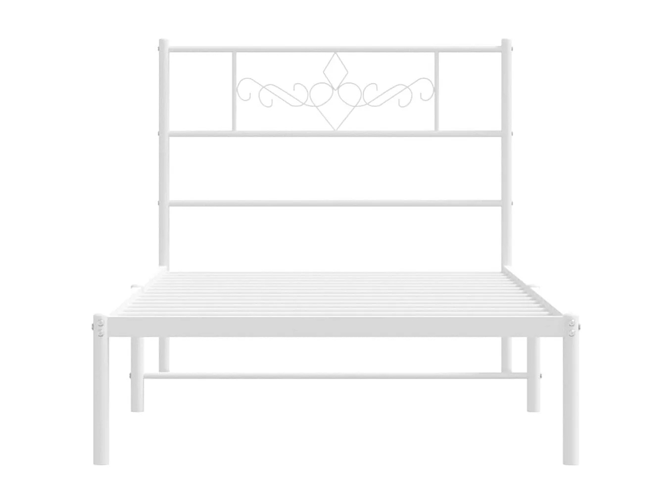 Lit simple | Lit adulte, enfant | Cadre de lit métal et tête de lit blanc 107x203 cm