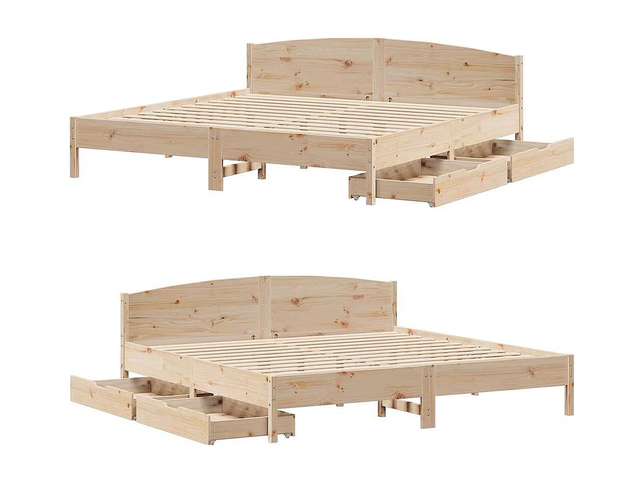 Lit double | Lit adulte | Cadre de lit 200x200 cm bois massif de pin