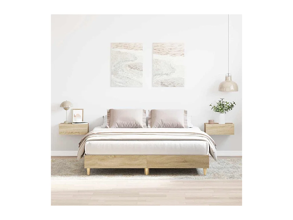 Letto per adulti | Letto matrimoniale | Giroletto senza Materasso Rovere Sonoma 150x200cm in Truciolato