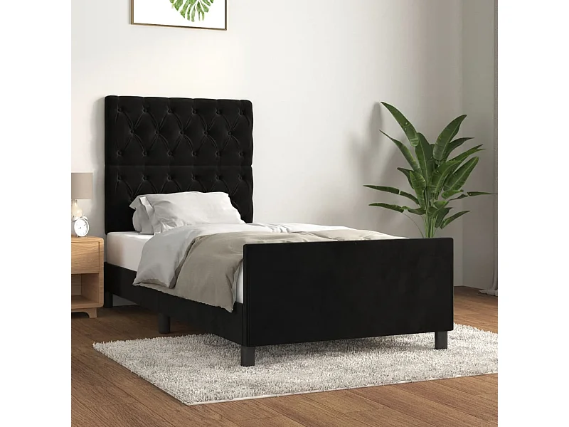 Lit simple | Lit adulte, enfant | Cadre de lit noir 80x200 cm velours