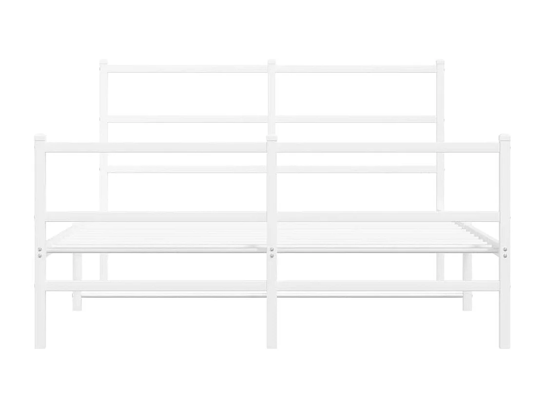 Lit double | Lit adulte | Cadre de lit métal et pied de lit blanc 140x190 cm