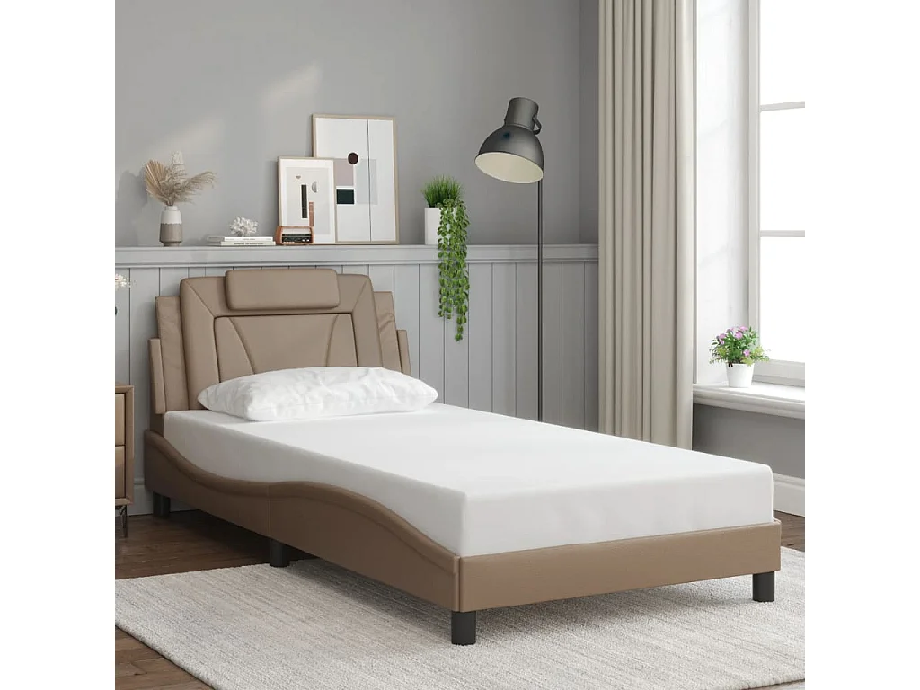 Lit simple | Lit adulte, enfant | Cadre de lit avec LED cappuccino 100x200 cm