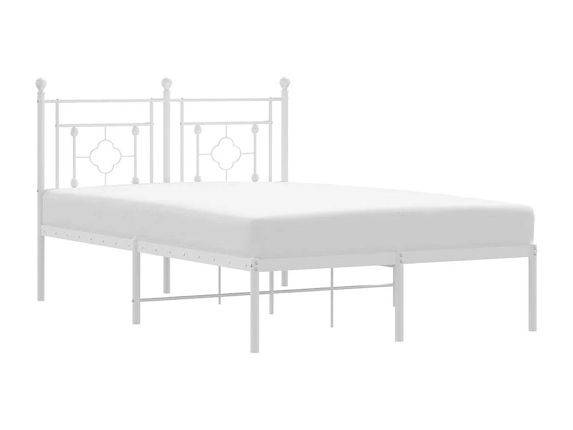 Lit simple | Lit adulte, enfant | Cadre de lit métal et tête de lit blanc 120x190 cm